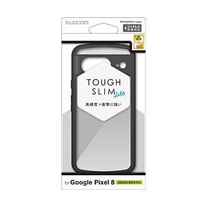Google Pixel 8 ケース ハイブリッド カバー 衝撃吸収 軽量 薄型 ワイヤレス充電可 ストラップホール付 TOUGH SLIM LITE  ブラック PM-P233TSLFCBK | ELECOM