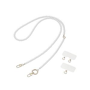 スマホ ショルダー ストラップ 48〜64cm 長さ調整可 ストラップシート付 パールタイプ 携帯ストラップ ストラップホルダー ネックストラップ 首掛け 肩掛け … | ELECOM