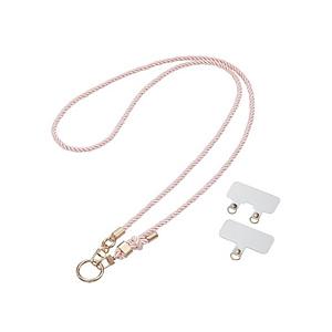 スマホ ショルダー ストラップ 43〜76cm 長さ調整可 ストラップシート付 組みひもタイプ 携帯ストラップ ストラップホルダー ネックストラップ 首掛け 肩掛け… | ELECOM