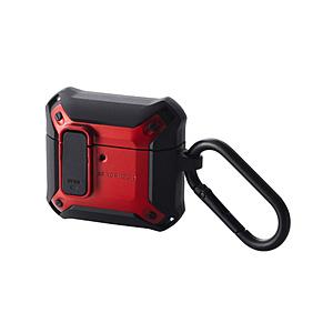 AirPods 4 ケース 用 耐衝撃 カバー ( ワイヤレス / MagSafe 充電対応 ) 衝撃吸収 フタ開閉ロック機能 落下防止 カラビナ付 ZEROSHOCK Lock レッド   AVA-AP0… | ELECOM