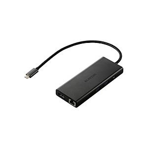 ［USB-C オス→メス カードスロットｘ2 / HDMI / LAN / USB-Aｘ4 / USB-Cｘ2] USB PD対応 100W ドッキングステーション  ブラック DST-100BPBK ［USB Power D… | ELECOM