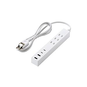 延長コード 電源タップ USB タップ 1.5m ( コンセント 3口 Type-C ×2 USB-A ×2 ) PD 20W 雷ガード ほこり防止シャッター 絶縁キャップ PSE適合 【 iPhone A… | ELECOM