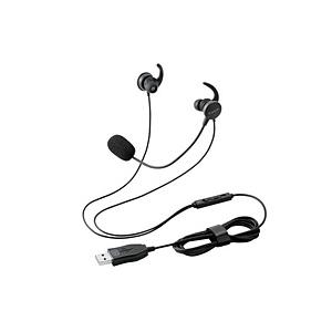 ELECOM(エレコム) ヘッドセット  ブラック HS-EP21SUBK ［USB /両耳 /イヤホンタイプ］ 【864】 | ELECOM