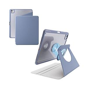 ELECOM(エレコム) 13インチiPad Pro（M5/M4）用 フラップケース 360度回転 背面クリア 2アングル スリープ  ブルーグレー TB-A25PLMG360BG | ELECOM