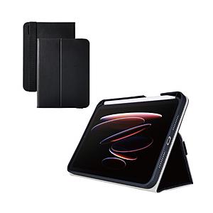 ELECOM(エレコム) iPad mini（A17 Pro / 第6世代）用 フラップケース 衝撃ガード ベルト付 2アングル 軽量  ブラック TB-A25SPLF2BK 【864】 | ELECOM