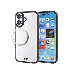 ELECOM(エレコム) iPhone 17 ケース ハイブリッド カバー D3O(R) 超衝撃保護 磁気吸着対応メタルステッカー付 ストラップホール付 ブラック  ブラック | ELECOM