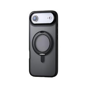 iPhone Air ケース ハイブリッド カバー 衝撃吸収 MAGKEEP 磁力吸着ワイヤレス充電対応 360度回転スタンド付 ブラック  ブラック PM-A25BMAGSTBK | ELECOM