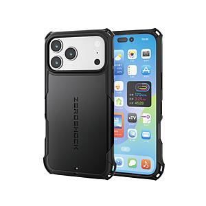 iPhone 17 Pro Max ケース ハイブリッド カバー 衝撃吸収 MAGKEEP 磁力吸着ワイヤレス充電対応 ストラップホール付 フィルム付 ZEROSHOCK ブラック  ブラック… | ELECOM