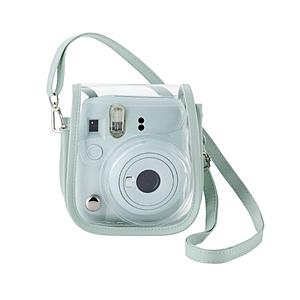 ELECOM(エレコム) チェキケース instax mini 12専用 クリア カメラケース マグネット式フラップ ストラップ付 グリーン   IC-CCM12GN | ELECOM