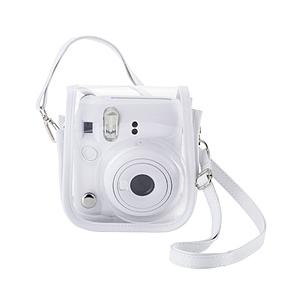 ELECOM(エレコム) チェキケース instax mini 12専用 クリア カメラケース マグネット式フラップ ストラップ付 ホワイト   IC-CCM12WH | ELECOM
