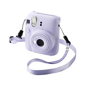 ELECOM(エレコム) カメラストラップ 首掛け / 肩掛け / たすき掛け チェキ instax 写ルンです コンデジ対応 長さ調整可   IC-STSDM12PU | ELECOM
