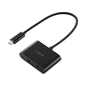 ELECOM(エレコム) 映像変換アダプタ [USB-C オス→メス HDMI /USB-A＋USB-Cメス(給電用 PD100W対応)] 4K対応 ブラック DST-030BPBK ［4K］ | ELECOM