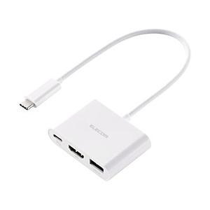 ELECOM(エレコム) 映像変換アダプタ [USB-C オス→メス HDMI /USB-A＋USB-Cメス(給電用 PD100W対応)] 4K対応 ホワイト DST-030BPWH ［4K］ | ELECOM