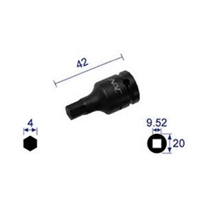 長堀工業 ヘキサゴンレンチソケット ショートタイプ 差込角9．52x対辺4mm 304C | 