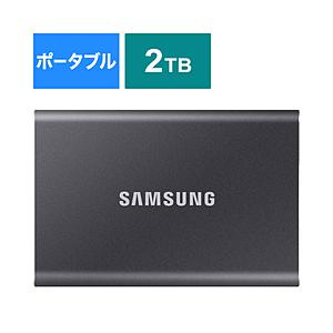 SAMSUNG(サムスン) MU-PC2T0T-IT/A 外付けSSD USB-C＋USB-A接続 Portable SSD T7(2024年モデル) グレー ［2TB /ポータブル型］ [振込不可] | SAMSUNG