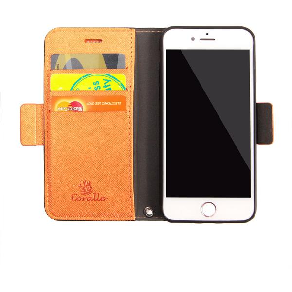 サンクチュアリ CoralloNU(エヌユー)合皮手帳型ケースforiPhone8/7/6s/6/ブラックオレンジ |  | 03