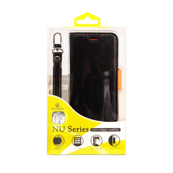サンクチュアリ CoralloNU(エヌユー)合皮手帳型ケースforiPhone8/7/6s/6/ブラックオレンジ |  | 04