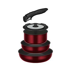 THERMOS(サーモス) 取っ手のとれるフライパン5点セットDA  ディープレッド KSD-5A-DR | THERMOS