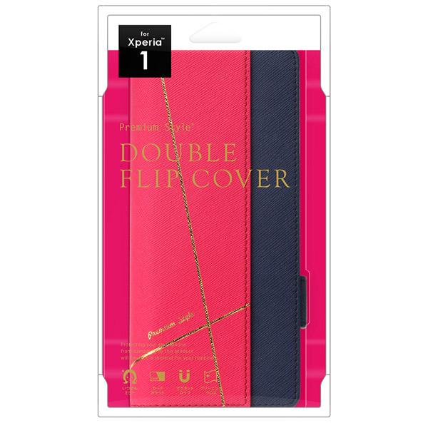 PGA Xperia 1用 ダブルフリップカバー スクエア型 ピンク PG-XP1FP06PK 【864】 [振込不可] | PGA | 01