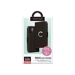 PGA iPhone 12 mini 5.4インチ対応リングフリップカバー ブラック Premium Style ブラック PG-20FFP05BK | PGA