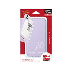 PGA iPhone 12 mini用 ガラスフリップケース [トムとジェリー/ラベンダー] PG-WGF20F02TAJ 【864】 | PGA