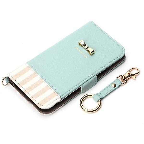 PGA iPhone X用　フリップカバー ストライプリボン　ブルー　PG-17XFP27BL 【864】 [振込不可] | PGA | 01