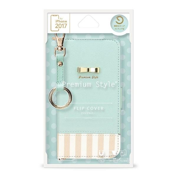 PGA iPhone X用　フリップカバー ストライプリボン　ブルー　PG-17XFP27BL 【864】 [振込不可] | PGA | 03