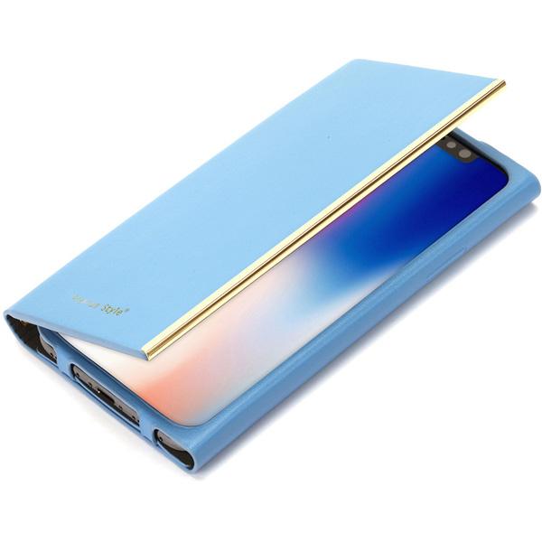 PGA iPhone X用 オールPUレザーフリップカバー ブルー PG-17XFP52BL ブルー PG-17XFP52BL ブルー 手帳型ケース Premium Style ブルー PG-17XFP52BL 【864】 | PGA | 06
