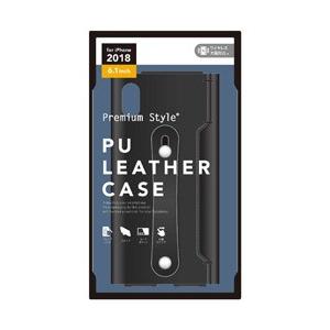 PGA iPhone XR用 6.1用 PUレザーケース グリップバンド付き ブラック PG-18YPU01BK ブラック 【864】 [振込不可] | PGA