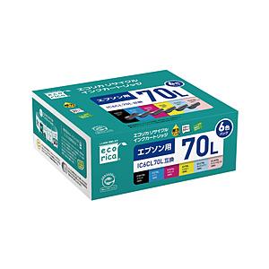 エコリカ ECH-E70L6P 互換リサイクルインクカートリッジ [エプソン IC6CL70L] 6色セット 【864】 | エコリカ