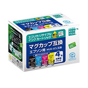 エコリカ 互換リサイクルインクカートリッジ [エプソン MUG-4CL]マグカップ互換 4色パック ECI-EMUG-4P | エコリカ