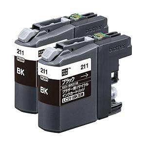 エコリカ 互換リサイクルインクカートリッジ [ブラザー LC211BK-2PK] ブラック(2個パック) ECI-BR211B-2P | エコリカ