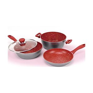 テレビショッピング研究所 《IH対応》フレーバーストーン グランド4点セット　T66820 レッド | 