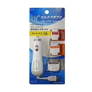 オズマ スマートフォン対応[micro USB+Dock・FOMA 3G・au] DC充電器 (カール30cm~1.2m・ホワイト) ID-105W [振込不可] | osma