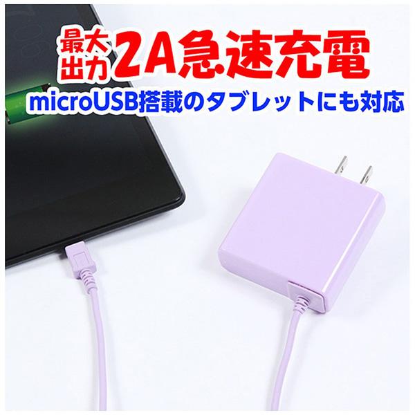 オズマ ［micro USB］ケーブル一体型AC充電器 2A （1.8m）  ヴァイオレット IAC-SP02VN [振込不可] | osma | 01