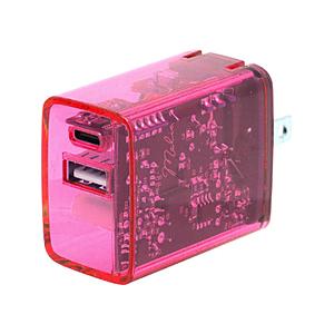 インプリンク PD対応TypeC/USB-A AC充電器20W  クリアピンク IMAC1CU20CLPK ［PD20W /USB-C×1 /USB-A×1 /2ポート］ | 