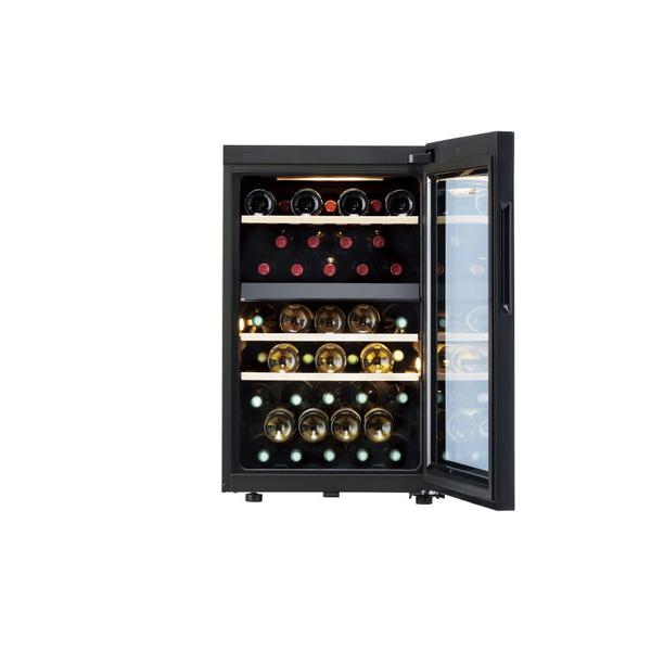 【基本設置料金セット】 ハイアール ワインセラー108L JQ-F108A 木製ラック  ブラック JQ-F108A-K ［41本 /右開き］ 【お届け日時指定不可】 |  | 03