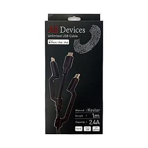 ウイルコム ［ライトニング］ MFi認証 3Wayタフケーブル充電ケーブルBlack ICA001BK | 