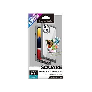 PGA iPhone 13 対応 6.1inch 2眼 ガラスタフケース スクエアタイプ グレー Premium Style PG-21KGT06GY 【852】 | PGA