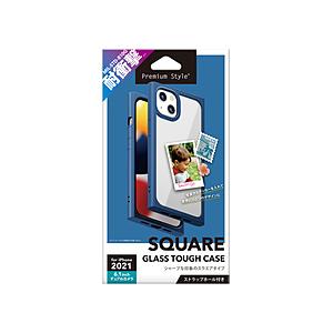 PGA iPhone 13 対応 6.1inch 2眼 ガラスタフケース スクエアタイプ ネイビー Premium Style PG-21KGT08NV 【852】 | PGA