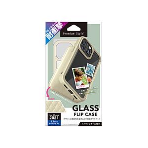 PGA iPhone 13 Pro 対応 6.1inch 3眼 ガラスフリップケース Premium Style キルティング調アイボリー PG-21NGF08IV | PGA