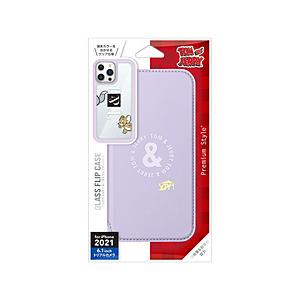 PGA iPhone 13 Pro 対応 6.1inch 3眼 ガラスフリップケース Premium Style トムとジェリー/パープル PG-WGF21N01TAJ | PGA