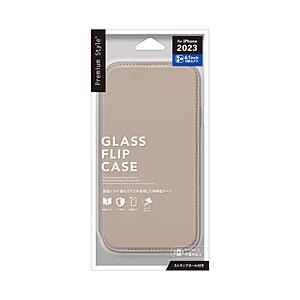 PGA iPhone 15 Pro ガラスフリップケース Premium Style ベージュ PG-23BGF02BE 【864】 | PGA