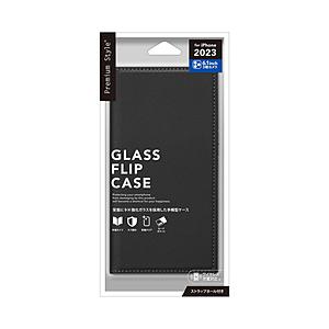 PGA iPhone 15 Pro ガラスフリップケース スクエアデザイン Premium Style ブラック PG-23BGF05BK | PGA