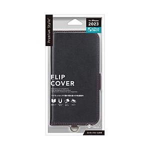 PGA iPhone 15 Plusフリップカバー Premium Style ブラック PG-23CFP02BK 【852】 | PGA