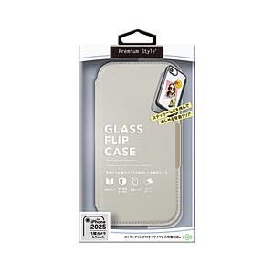 PGA iPhone 17e/16e ガラスフリップケース　サフィアーノ調 Premium Style グレー PG-25KGF05GY ［手帳型ケース］ | PGA