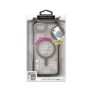 PGA iPhone 17e/16e MagSafe対応 ネコミミ エアクッションケース Premium Style ブラック PG-25KMA09BK ［背面ケース /Magsafe対応］ | PGA