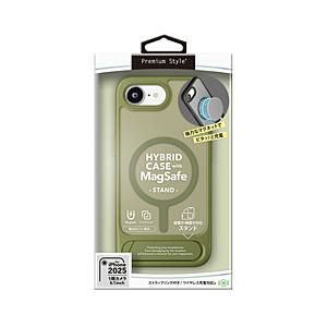 PGA iPhone 17e/16e MagSafe対応 スタンド付ハイブリッドケース Premium Style マットカーキー PG-25KMH11GR ［背面ケース /Magsafe対応］ | PGA