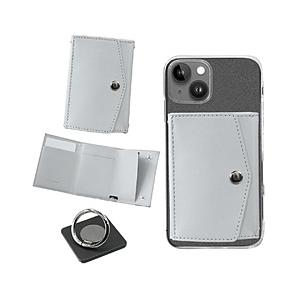 39THANKS ミニマム財布 「and W」 box PUレザー 財布　スマホリング  アイスグレー SANANDWBRIGY | 