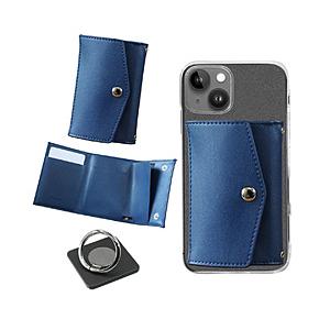 39THANKS ミニマム財布 「and W」 box PUレザー 財布　スマホリング  ネイビー SANANDWBRNV | 